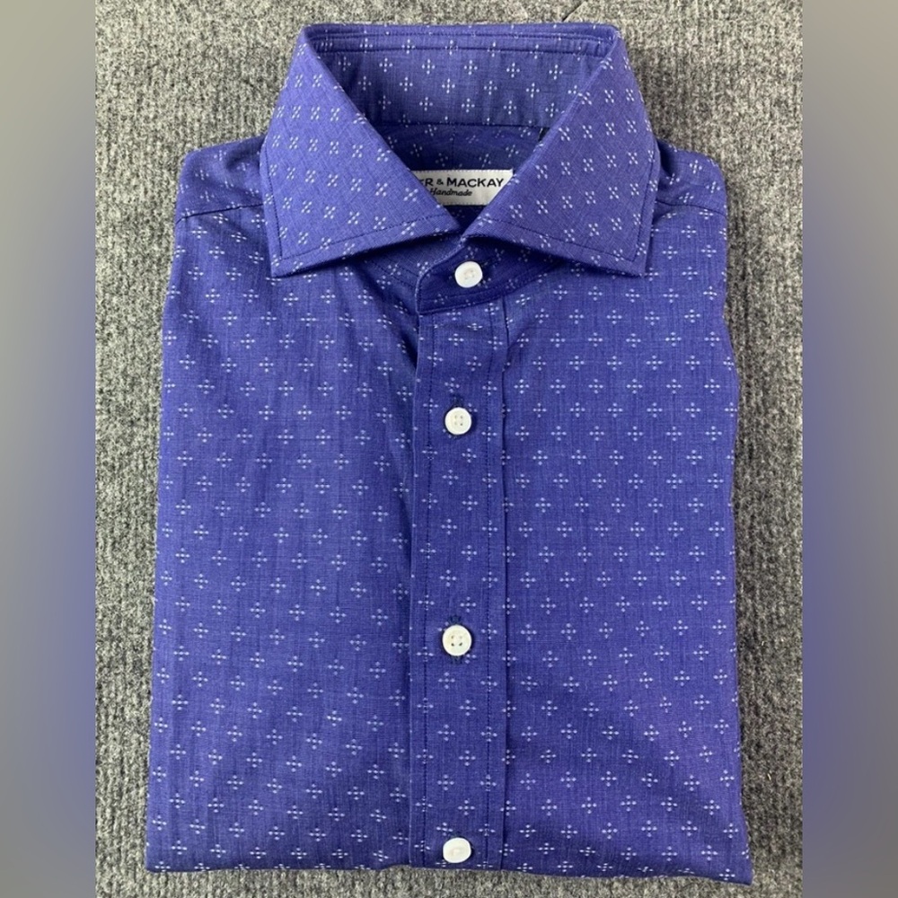 Spier & Mackay Extra Slim Mens 100% Cotton Long Sleeve Dress Shirt Sz 15-33 Blue